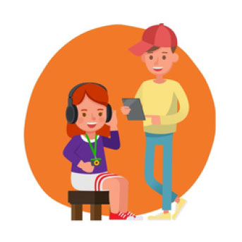A cartoon representation of a male and female child